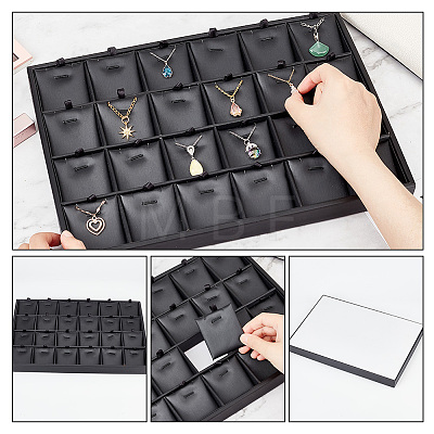 24- Slot Rectangle Imitation Leather Pendant Display Boxes CON-WH0095-43-1
