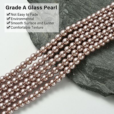 Eco-Friendly Dyed Glass Pearl Round Beads Strands HY-A008-6mm-RB046-1