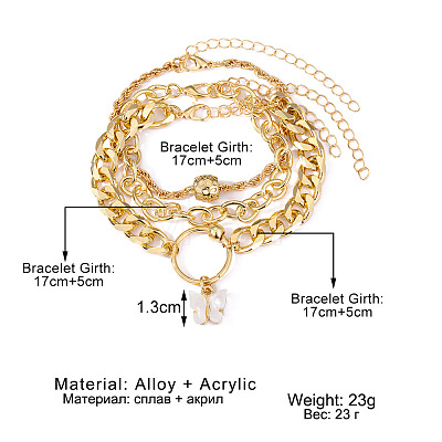 3Pcs 3 Styles Alloy Bracelet Set for Women WGAFCFA-05-1