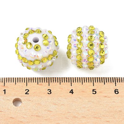 Striped Resin Rhinestone Beads OACR-A037-01G-1