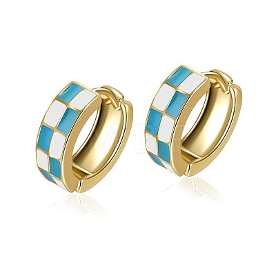 Tartan Design Alloy Enamel Hoop Earrings FS-WG3E240-07-1