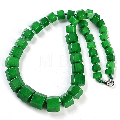 Dyed Natural Malaysia Jade Hexagon Prism Graduated Beaded Necklaces for Women Men NJEW-K388-03H-1