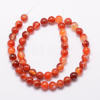 Natural Striped Agate/Banded Agate Bead Strands X-G-K166-13-8mm-08-1