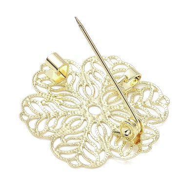 Flower Brass Lapel Pin Brooches for Clothes KK-CBA19A0-02G-1