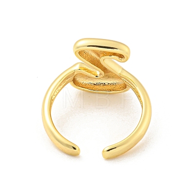 Brass Letter Open Cuff Rings for Women RJEW-G313-01Z-G-1