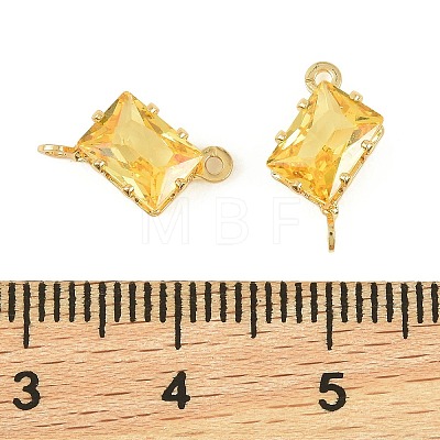 Brass Pave Cubic Zirconia Rectangle Connector Charms KK-P347-05G-02-1