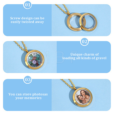 2Pcs 304 Stainless Steel Locket Pendants STAS-BBC0010-33-1