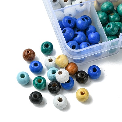 160Pcs 8 Styles Natural Wood Beads WOOD-FS0001-18-1