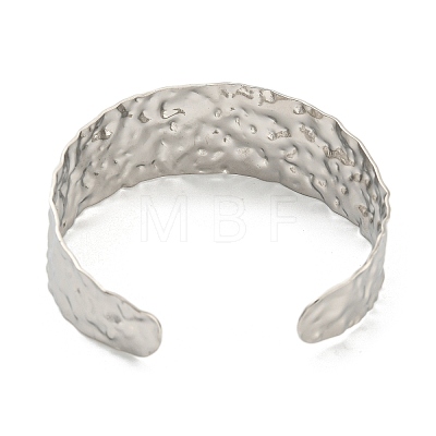 304 Stainless Steel Textured Open Cuff Bangles for Women STAS-M001-17P-1