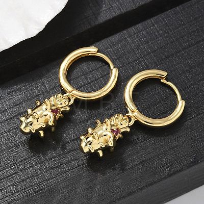 Brass Cubic Zirconia Hoop Earrings EJEW-Q015-01G-A-1