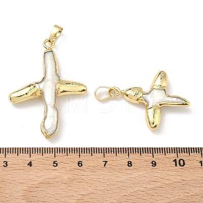 Electroplated Natural Baroque Keshi Pearl Pendants KK-C252-07G-1