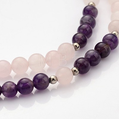 Personalized Dual-use Round Gemstone Beads 4-Layer Stretch Wrap Bracelets/Necklaces BJEW-JB01906-01-1