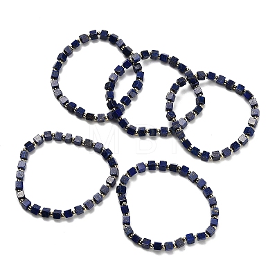 Natural Lapis Lazuli Beads Stretch Bracelets BJEW-F523-02A-1