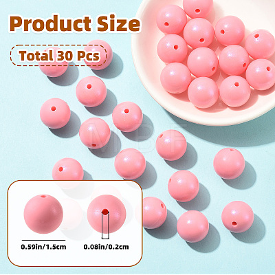 30Pcs Round Silicone Beads SIL-SZ0004-23E-1