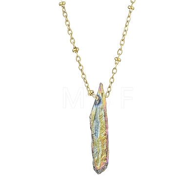 Electroplated Natural Quartz Crystal Prism Pendant Necklaces NJEW-JN05028-01-1