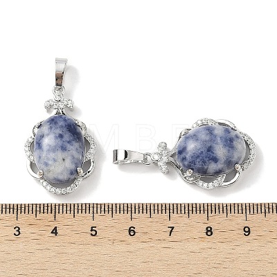 Natural Blue Spot Jasper Oval Pendants G-NH0025-15P-05-1