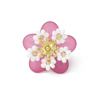Glass Seed Beaded Flower Pendants PALLOY-MZ01128-04-1