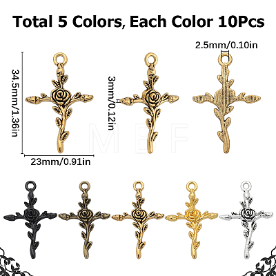 50Pcs 5 Colors Tibetan Style Alloy Pendants FIND-SC0005-59-1