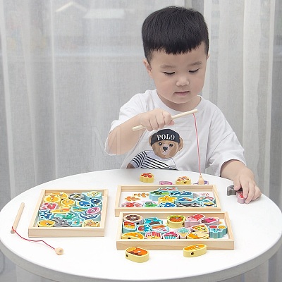 Wooden Magnetic Fishing Games AJEW-D066-01D-1