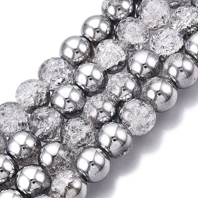 Electroplated Crackle Glass Beads Strands X-EGLA-N014-10mm-03-1