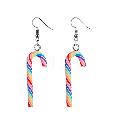 Christmas Candy Cane Polymer Clay Dangle Earrings FS-WG2A6C6-04-1