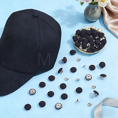 48Sets Flat Round Polyester Covered Aluminum Buttons DIY-NB0016-27-1