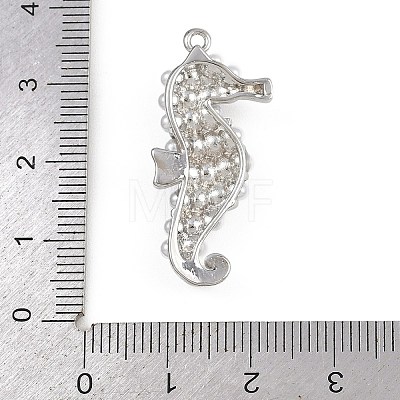 Sea Horse Brass ABS Imitation Pearl Pendants KK-I352-04E-P-1