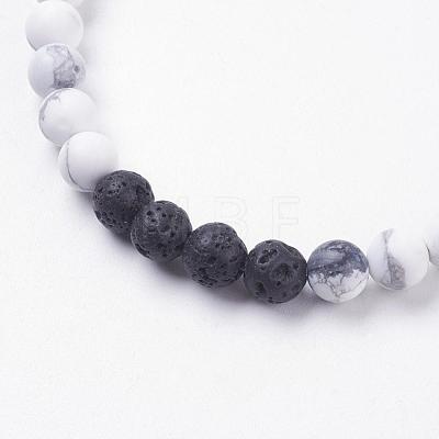 Frosted Natural Howlite Stretch Bracelets BJEW-JB03361-02-1