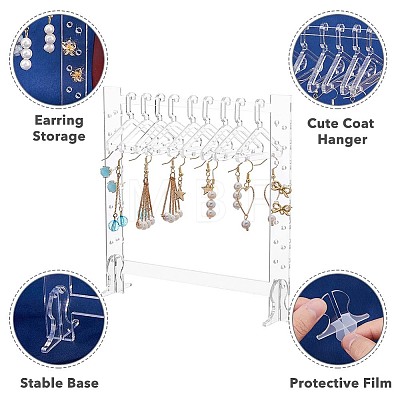 Transparent Acrylic Earring Hanging Display Stands EDIS-FH0001-05-1