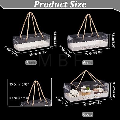  18 Sets 3 Styles Portable Transparent Plastic Swiss Cake Roll Sandwich Holder Box CON-NB0002-13-1