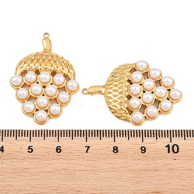 304 Stainless Steel & White ABS Plastic Pearl Pendants STAS-G398-29G-1