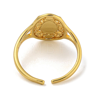 Oval with Virgin Mary Brass Open Cuff Rings for Women RJEW-Z050-08G-1