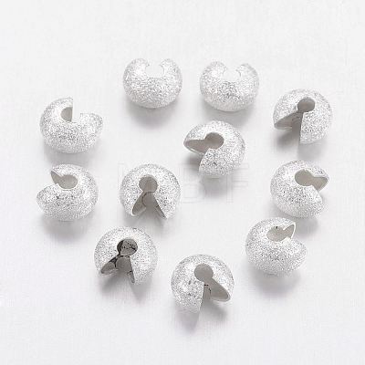 Brass Crimp Beads Covers X-KK-G017-S-NF-1