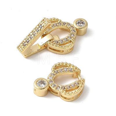 Brass Pave Clear Cubic Zirconia Fold Over Clasps KK-M320-21G-1