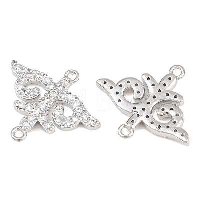 Brass Micro Pave Clear Cubic Zirconia Connector Charms CU-CBA7BFE-03D-P-1