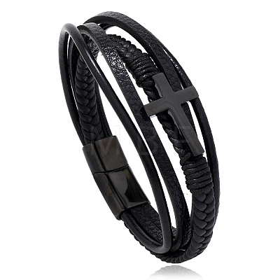 Leather Cord Multi-starand Bracelet RELI-PW0001-047A-EB-1