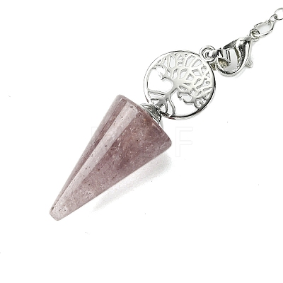 Natural Strawberry Quartz Cone Dowsing Pendulum Big Pendants G-C114-02P-17-1