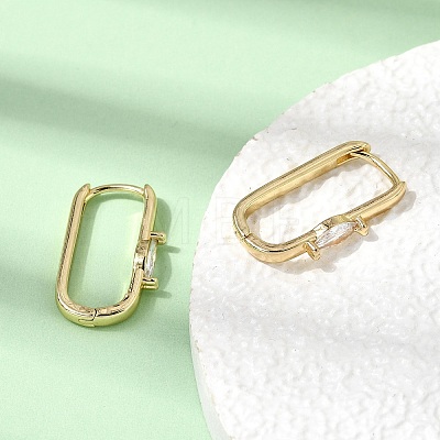 Brass Clear Cubic Zirconia Huggie Hoop Earrings EJEW-G473-03G-1