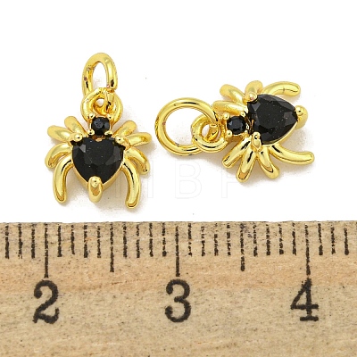 Rack Plating Brass Micro Pave Cubic Zirconia Spider Charms ZIRC-I065-02F-1