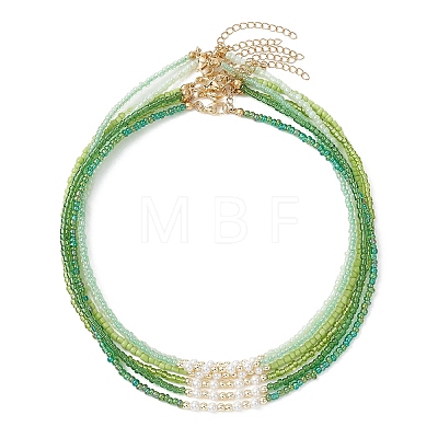 6Pcs 6 Colors White Round Shell Pearl and Glass Seed Beaded Necklaces NJEW-JN05738-1