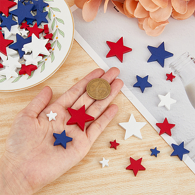 SUPERFINDINGS 1 Bag Independence Day Theme Maple Wood Cabochons WOOD-FH0002-12-1