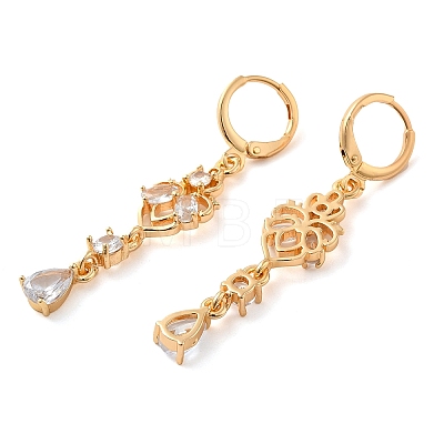 Rack Plating Golden Brass Dangle Leverback Earrings EJEW-B037-17G-1