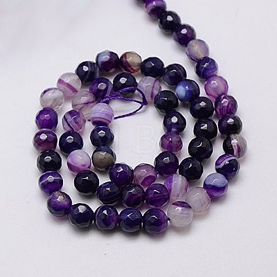 Natural Striped Agate/Banded Agate Beads Strands G-G581-6mm-21-1
