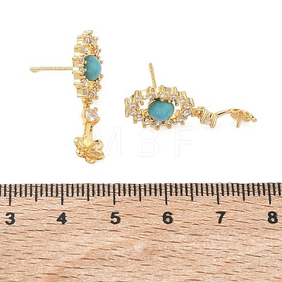 Brass Pave Cubic Zirconia Stud Earring Findings KK-C172-15G-1