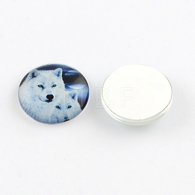 Half Round/Dome Wolf Pattern Glass Flatback Cabochons for DIY Projects X-GGLA-Q037-12mm-28-1