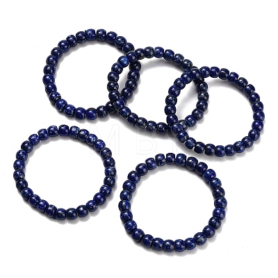 Grade AB+ Natural Lapis Lazuli Beads Stretch Bracelets BJEW-F523-06A-1