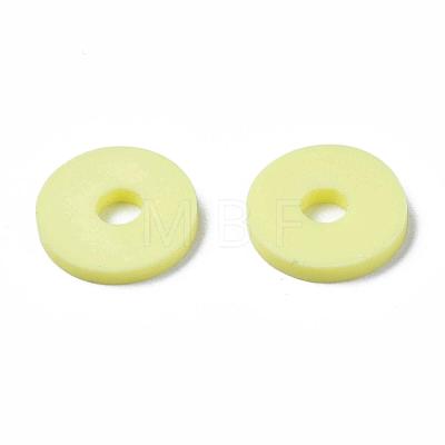 Flat Round Eco-Friendly Handmade Polymer Clay Beads CLAY-R067-10mm-23-1