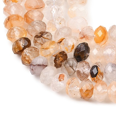 Natural Yellow Hematoid Quartz/Golden Healer Quartz Beads Strands G-C259-A40-5x8mm-1