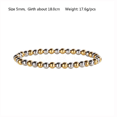 Hip-pop Style Waterproof Stainless Steel Beads Stretch Bracelets for Women Men CT0530-2-1