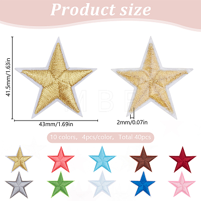 40Pcs 10 Colors Computerized Embroidery Cloth Self Adhesive Patches PATC-HY0001-68-1